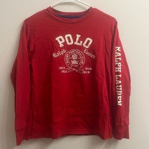 Boys Polo long sleeve shirt Red M (10-12)